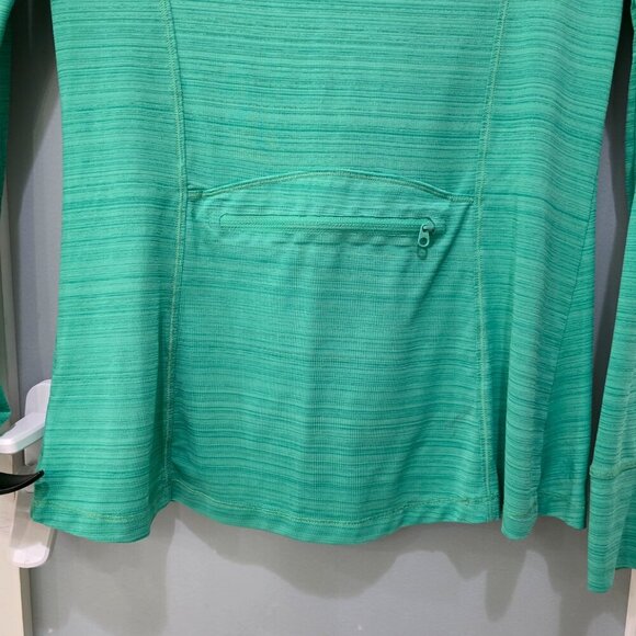 Athleta Ruched Zip Up Jacket Women’s M Green Hooded Long Sleeve Activewear - Picture 10 of 12